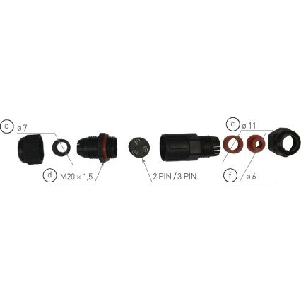 Kabelinė jungtis CSJ 250V/16A IP68 3x1,5 mm²