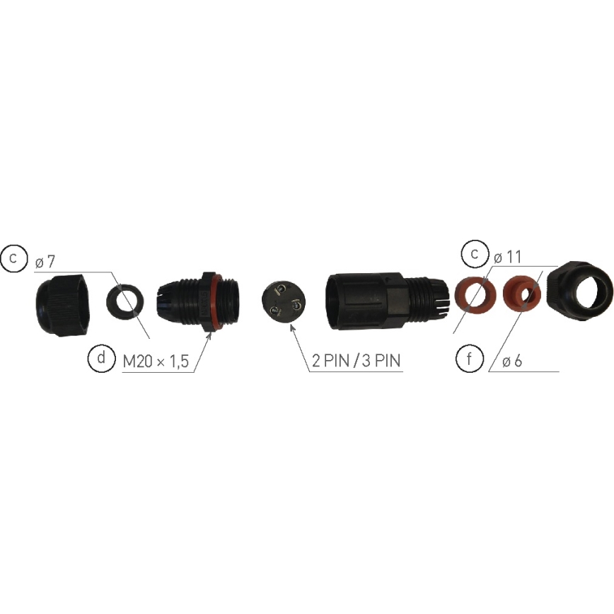 Kabelinė jungtis CSJ 250V/250A IP68 2x1,5 mm²