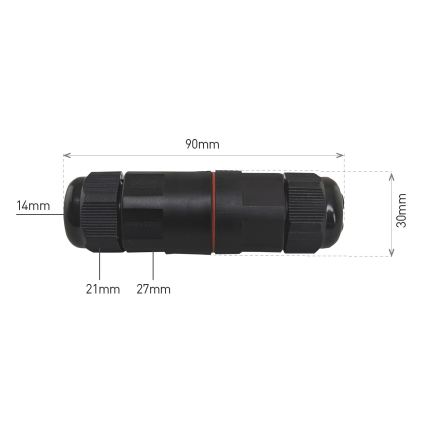 Kabelinė jungtis CWL 250V/16A IP68 3x2,5 mm²