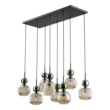 Kabinama liustra SOPHIA 8xE14/10W/230V juoda/žalia/dūminė smėlio spalva
