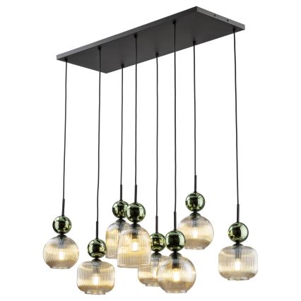 Kabinama liustra SOPHIA 8xE14/10W/230V juoda/žalia/dūminė smėlio spalva
