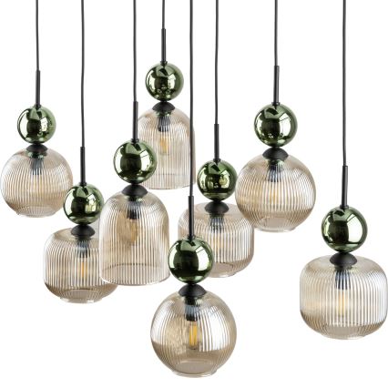 Kabinama liustra SOPHIA 8xE14/10W/230V juoda/žalia/dūminė smėlio spalva