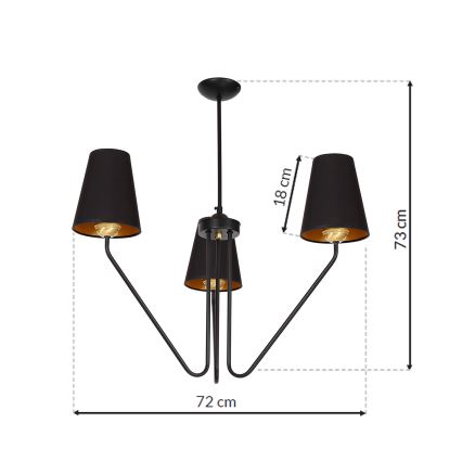 Kabinamas sietynas VICTORIA 3xE27/60W/230V juoda
