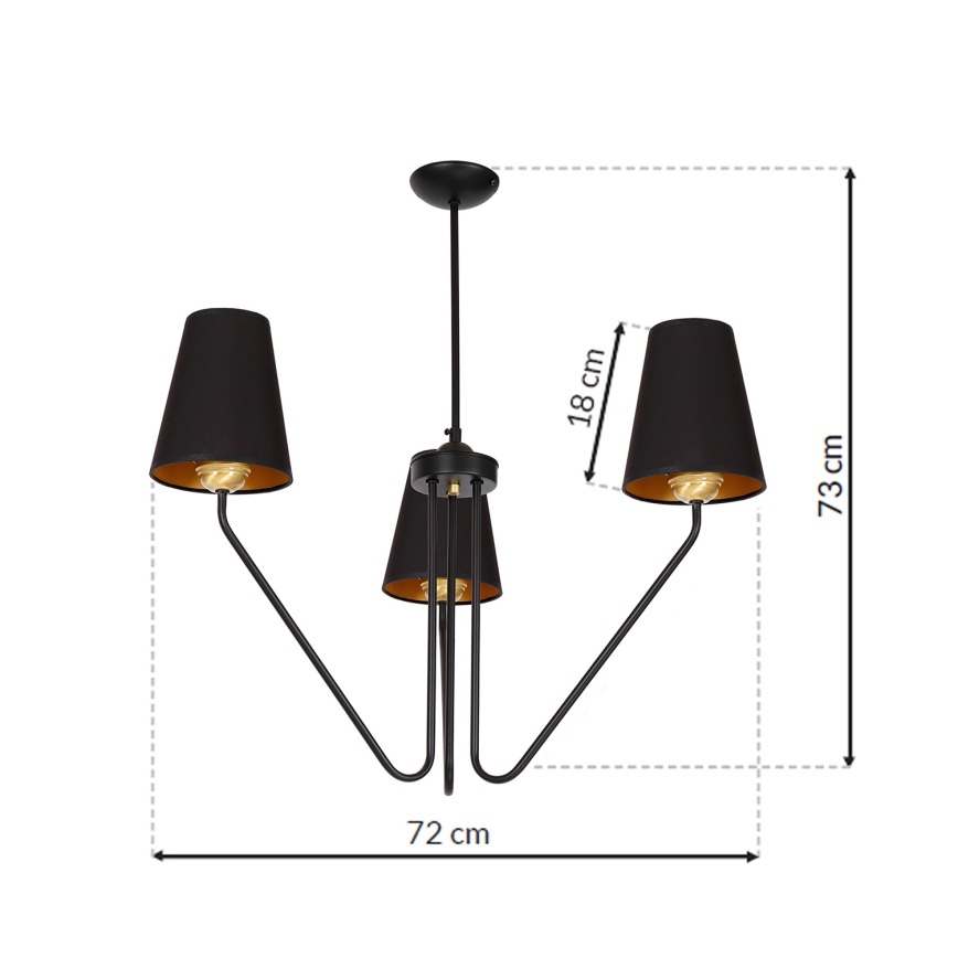Kabinamas sietynas VICTORIA 3xE27/60W/230V juoda