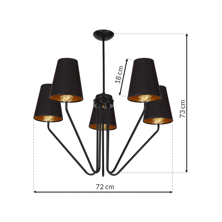 Kabinamas sietynas VICTORIA 5xE27/60W/230V juoda