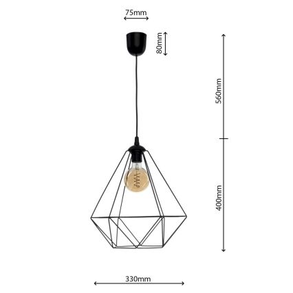 Kabinamas šviestuvas BASKET 1xE27/60W/230V juodas