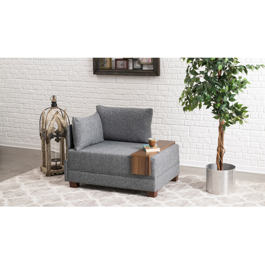 Kairinis kampinis fotelis TULA, pilkas