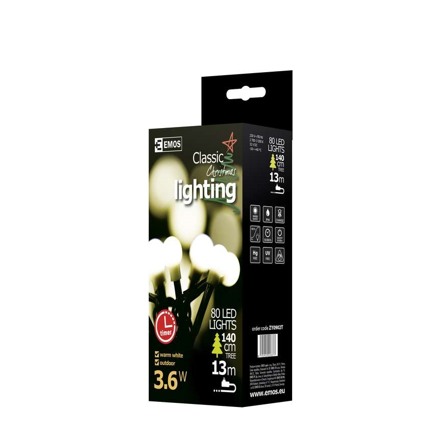Kalėdinė dekoracija lauko girlianda CHAIN IP44 8m 80xLED
