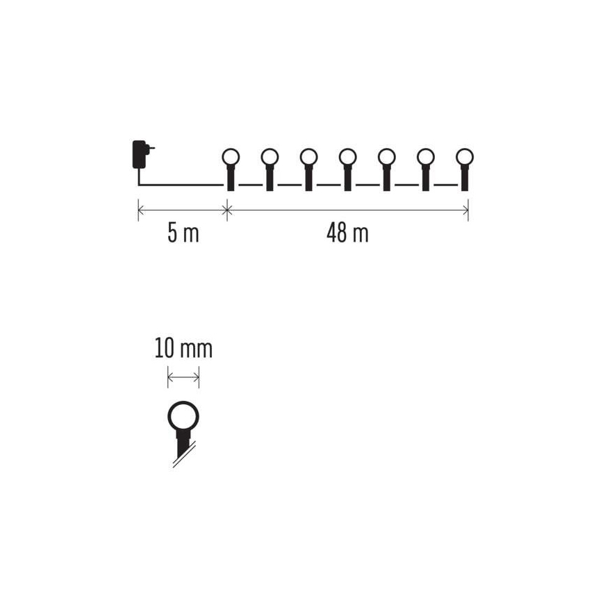 Kalėdinė lauko LED girlianda 480xLED/53m IP44, daugiaspalvė