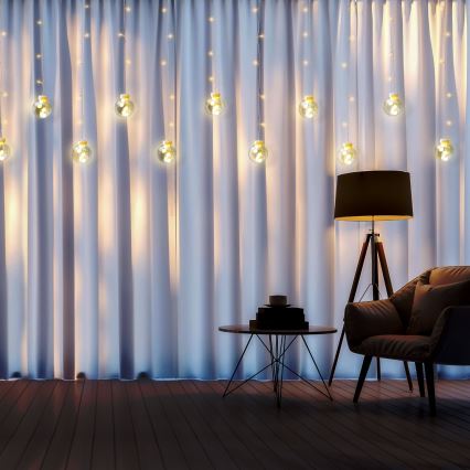 Kalėdinė LED užuolaida WISH BALLS 108xLED/8 funkcijų 4,5 m šiltai balta