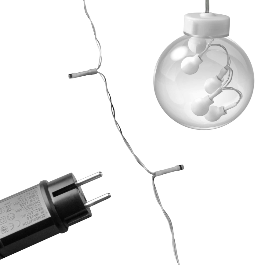 Kalėdinė LED užuolaida WISH BALLS 108xLED/8 funkcijų 4,5 m šiltai balta