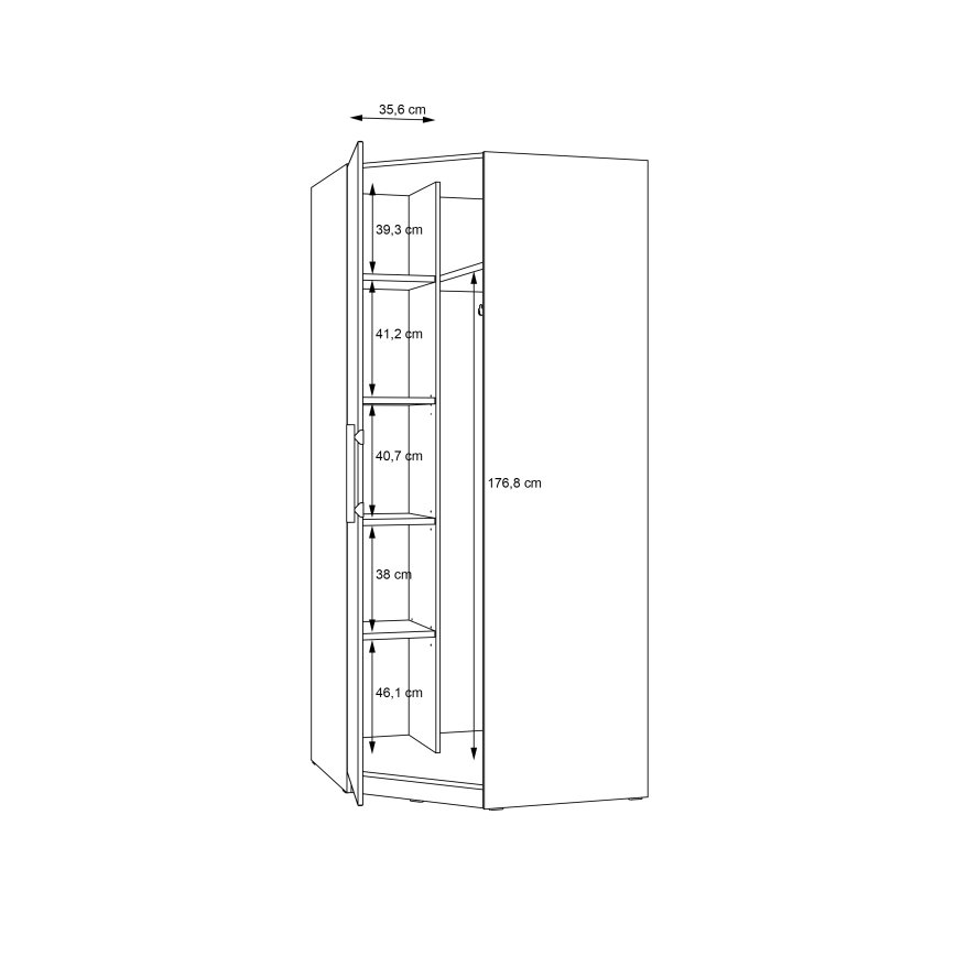 Kampinė drabužių spinta MARO 94x213 cm, Artisan ąžuolas