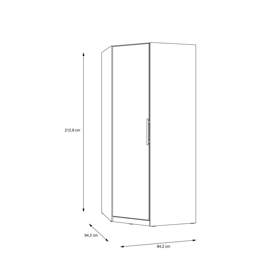 Kampinė drabužių spinta MARO 94x213 cm ąžuolas Artisan