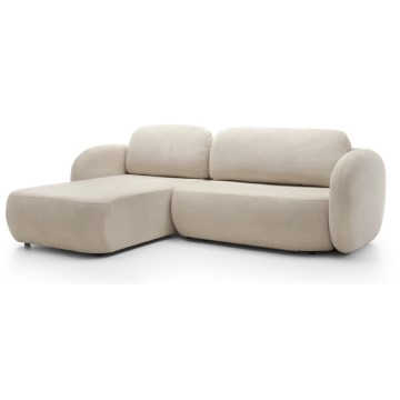 Kampinė išskleidžiama sofa su daiktadėže L formos OLBIA kairė, smėlio spalvos