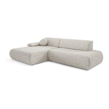 Kampinė išskleidžiama sofa su daiktadėže L formos PRATO kairė, smėlio spalvos