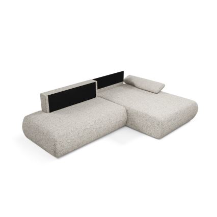 Kampinė išskleidžiama sofa su daiktadėže L formos PRATO dešinė, smėlio spalvos