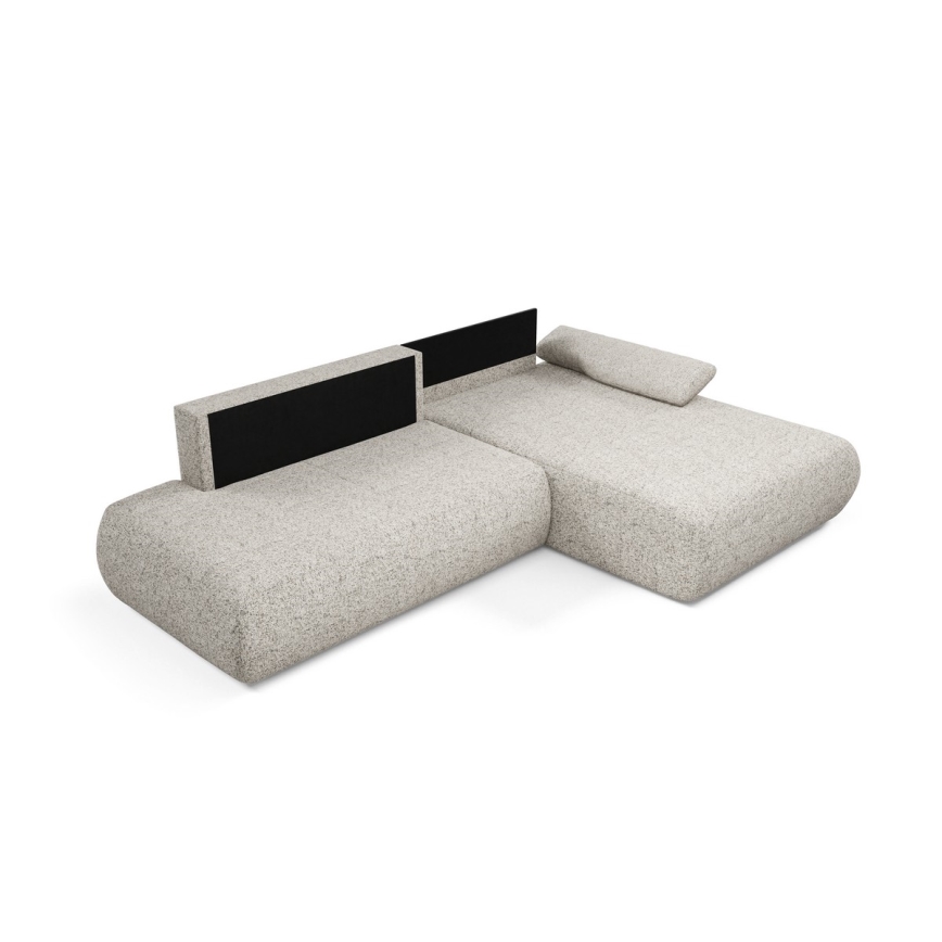 Kampinė išskleidžiama sofa su daiktadėže L formos PRATO dešinė, smėlio spalvos