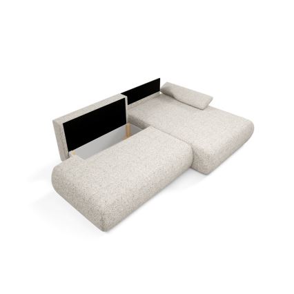 Kampinė išskleidžiama sofa su daiktadėže L formos PRATO dešinė, smėlio spalvos