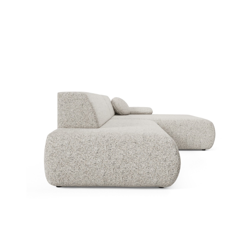 Kampinė išskleidžiama sofa su daiktadėže L formos PRATO dešinė, smėlio spalvos
