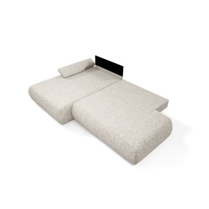 Kampinė išskleidžiama sofa su daiktadėže L formos PRATO kairė, smėlio spalvos