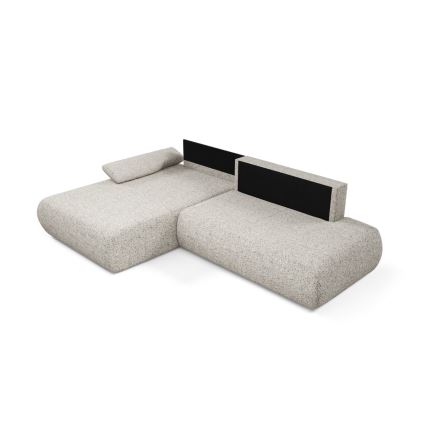 Kampinė išskleidžiama sofa su daiktadėže L formos PRATO kairė, smėlio spalvos