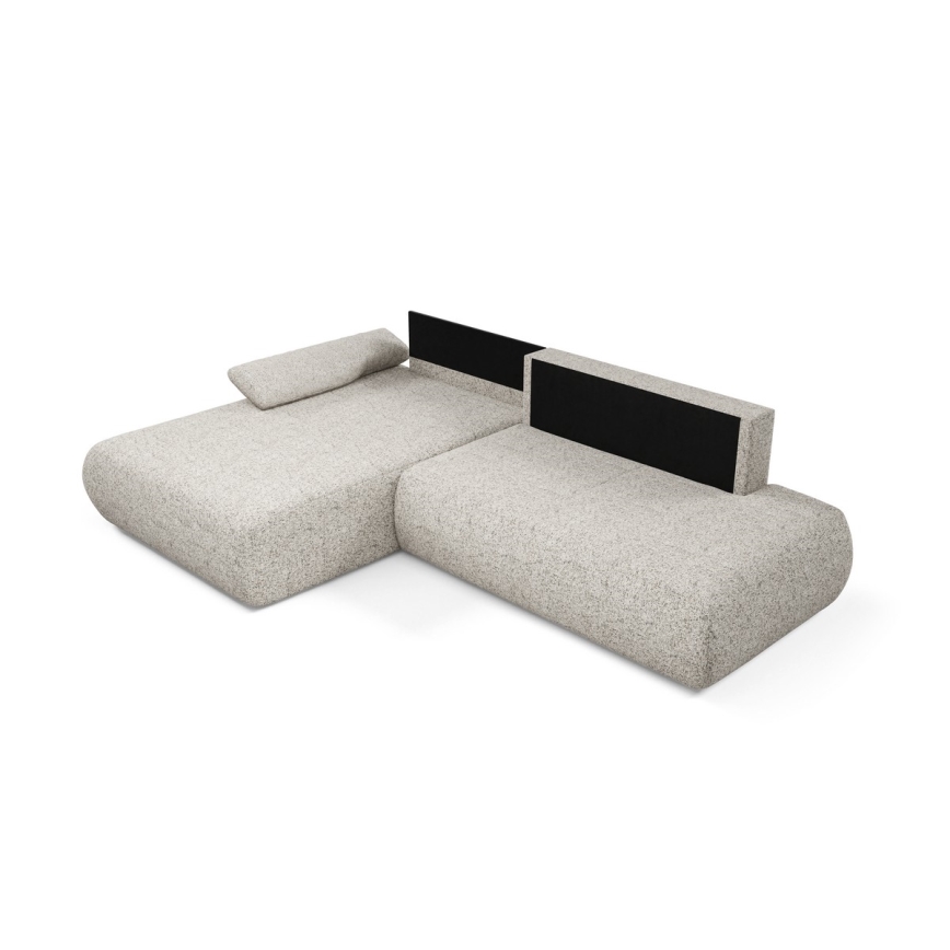 Kampinė išskleidžiama sofa su daiktadėže L formos PRATO kairė, smėlio spalvos