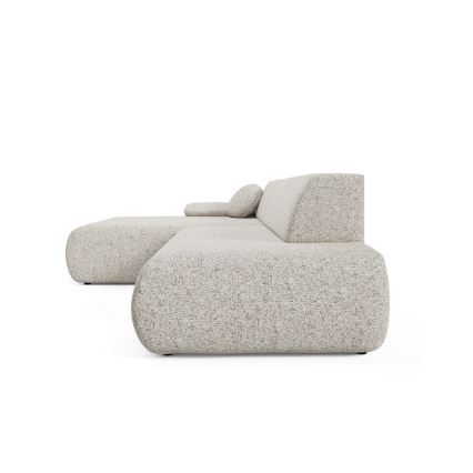 Kampinė išskleidžiama sofa su daiktadėže L formos PRATO kairė, smėlio spalvos