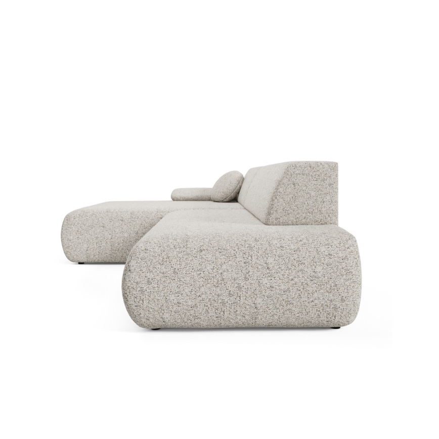 Kampinė išskleidžiama sofa su daiktadėže L formos PRATO kairė, smėlio spalvos