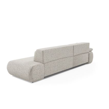 Kampinė išskleidžiama sofa su daiktadėže L formos PRATO kairė, smėlio spalvos