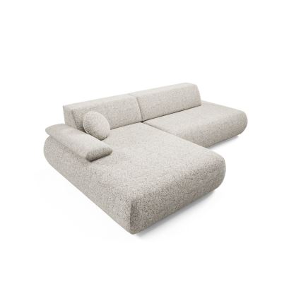 Kampinė išskleidžiama sofa su daiktadėže L formos PRATO kairė, smėlio spalvos