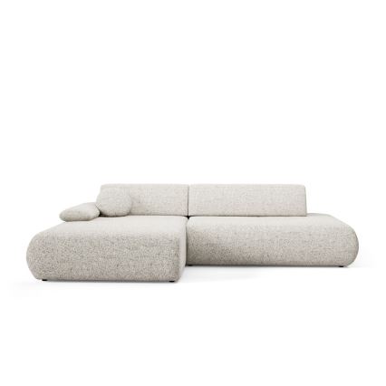 Kampinė išskleidžiama sofa su daiktadėže L formos PRATO kairė, smėlio spalvos