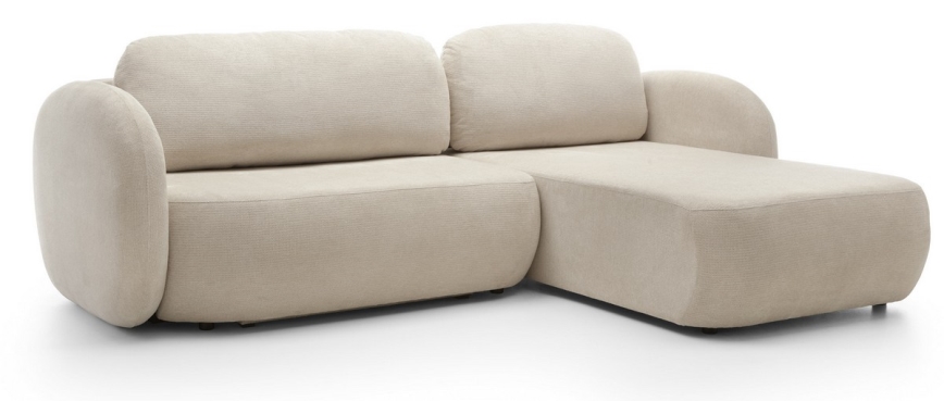 Kampinė išskleidžiama sofa su daiktadėže OLBIA, dešinė, smėlio spalvos