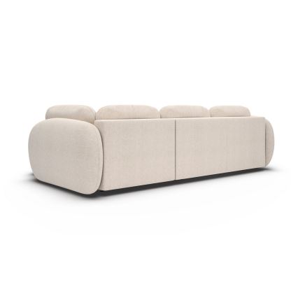 Kampinė išskleidžiama sofa su daiktadėže L formos OLBIA dešinė, smėlio spalvos