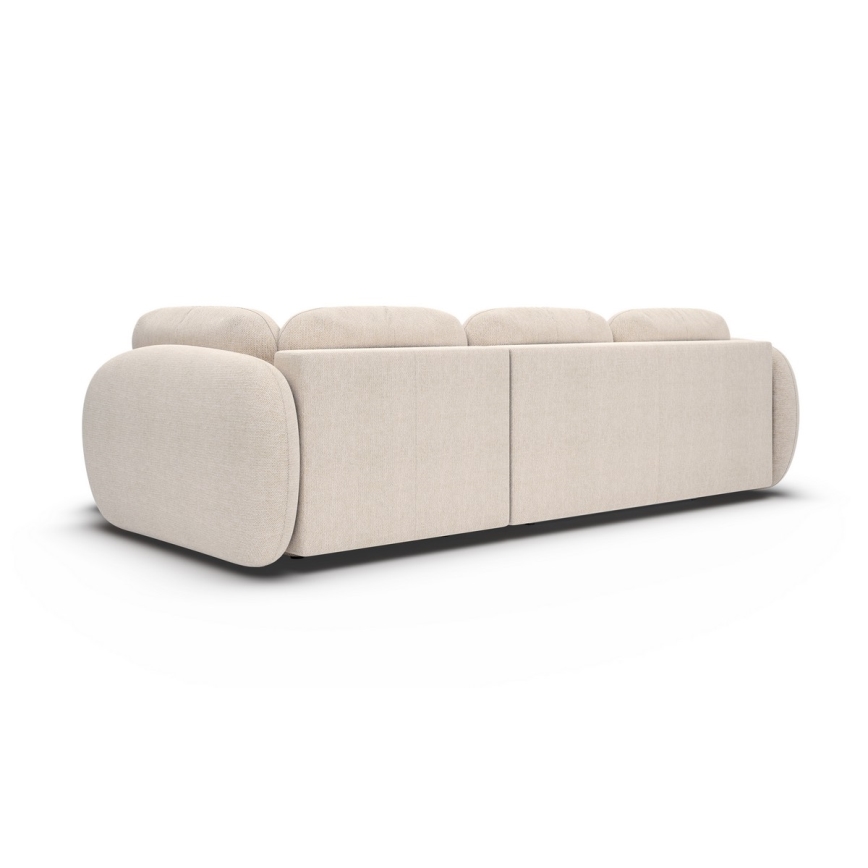 Kampinė išskleidžiama sofa su daiktadėže L formos OLBIA dešinė, smėlio spalvos