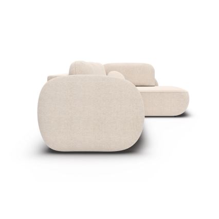 Kampinė išskleidžiama sofa su daiktadėže L formos OLBIA dešinė, smėlio spalvos