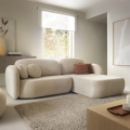 Kampinė L formos išskleidžiama sofa su daiktadėže OLBIA, dešinės pusės, smėlinė