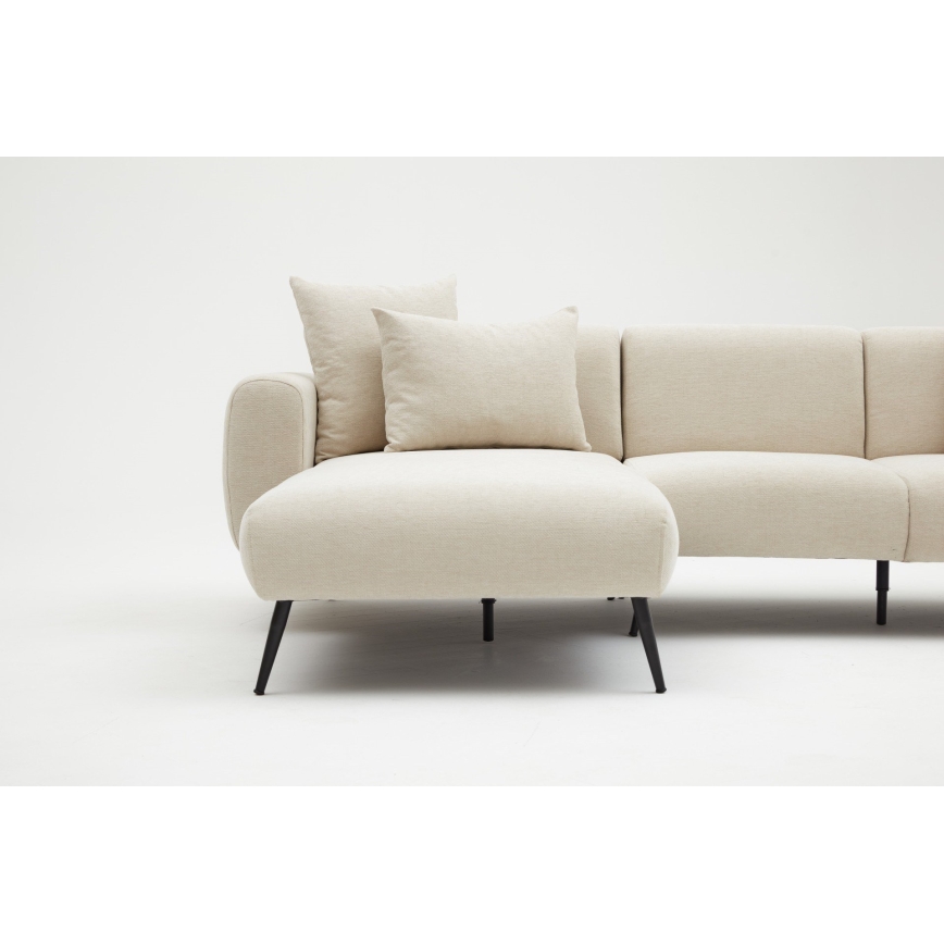 Kampinė L formos sofa PISA, kreminė, kairinė