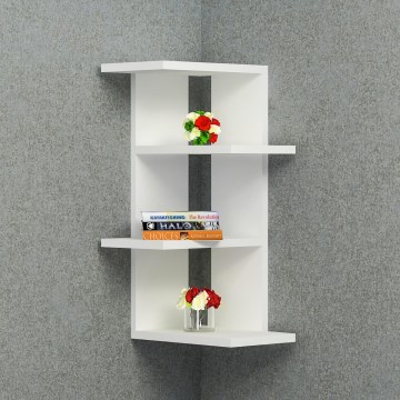 Kampinė sieninė lentyna MILANO 60x31,4 cm balta
