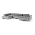 Kampinė U formos sofa su galvos atramomis TROPEA, kairė, pilka