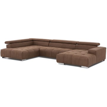 Kampinė U formos sofa TROPEA, kairė, ruda
