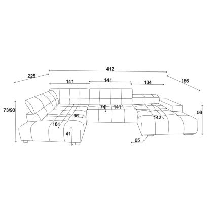 Kampinė U formos sofa TROPEA, kairė, ruda