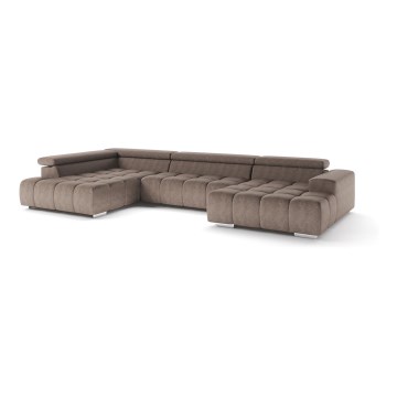 Kampinė U formos sofa TROPEA, kairė, smėlio spalvos