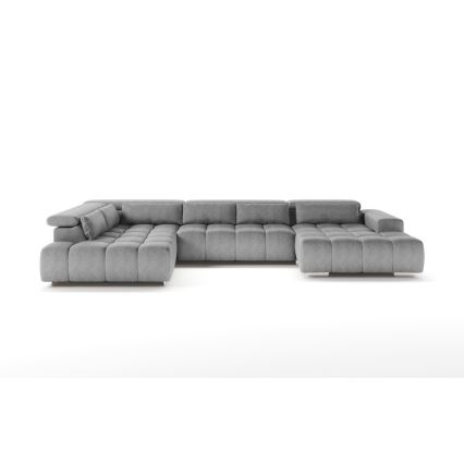 Kampinė U formos sofa su galvos atramomis TROPEA, kairė, pilka