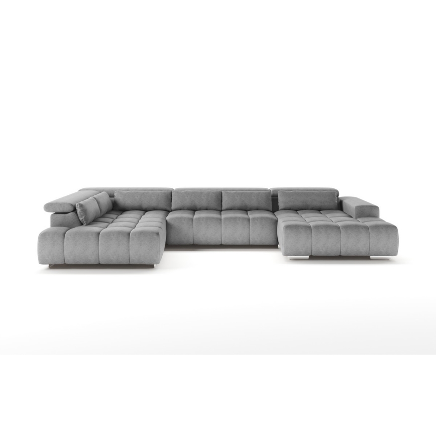 Kampinė U formos sofa su galvos atramomis TROPEA, kairė, pilka