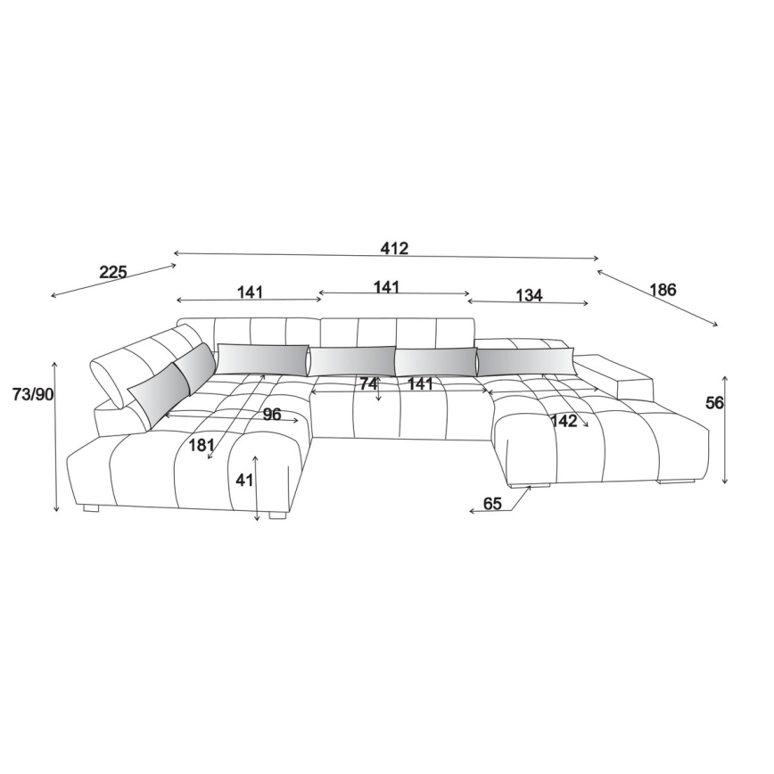 Kampinė U formos sofa su galvos atramomis TROPEA, kairė, smėlio spalvos