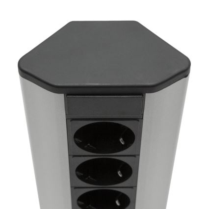 Kampinis maitinimo stulpelis 4x230V + 2xUSB-A juodas/sidabrinis