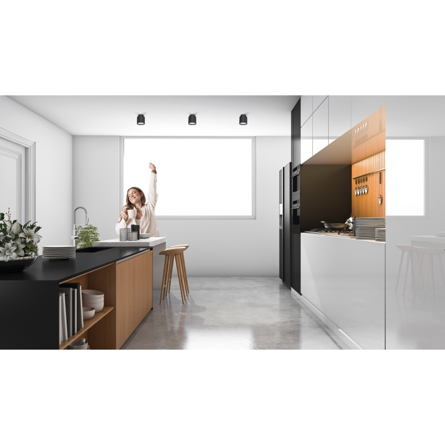 LED taškinis šviestuvas SONOR LED/6W/230V 3000/4000/5700K + LED/1,5W 2200K Ø 9 cm juodas