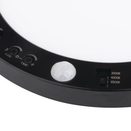 LED Lubinis/Įleidžiamas šviestuvas su judesio jutikliu 2in1 ERGA LED/17W/230V 3000/4000/6500K juoda