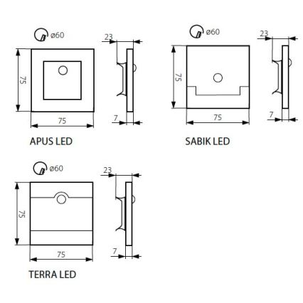 LED Laiptinės šviestuvas LED/0,8W/12V 3000K