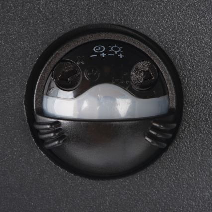 LED lauko sieninis šviestuvas REKA su judesio ir sutemų jutikliu, LED/7W/230V, IP54, antracito spalvos, apvalus